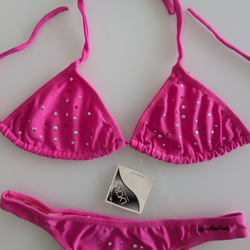 Hot Pink Rhinestone Bikini Set - Picture 4 of 5